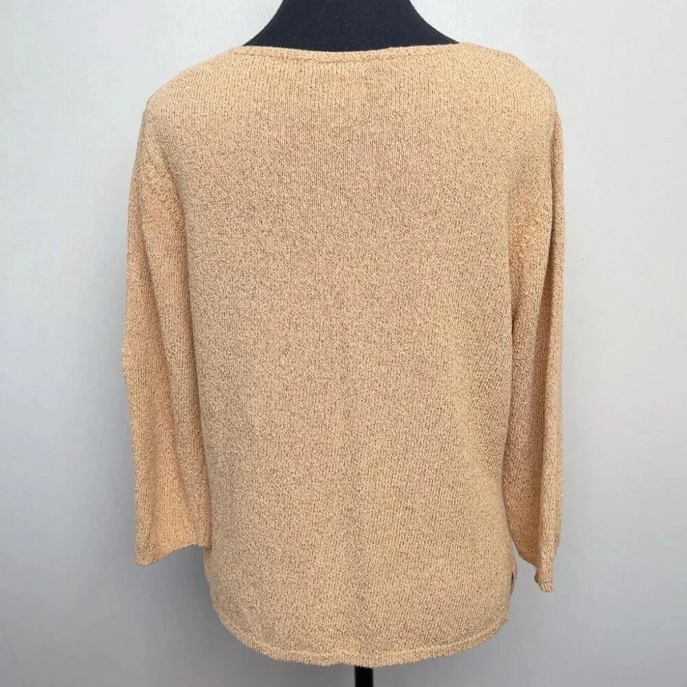 Talbots Womens XLarge Textured Keyhole Cotton Orange Knitted Sweater - Picture 2 of 15